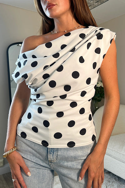 Donna Asymmetric Polka Dot Top