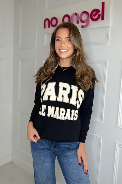 Black Paris Le Marais Knitted Jumper
