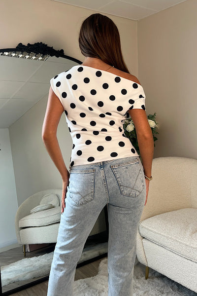 Donna Asymmetric Polka Dot Top