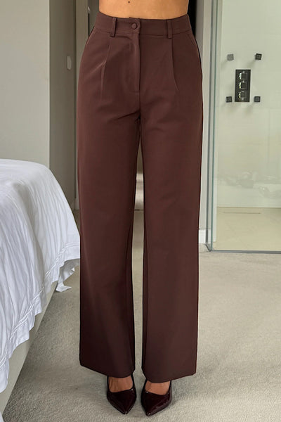 Jo Tailored Chocolate Brown Trouser