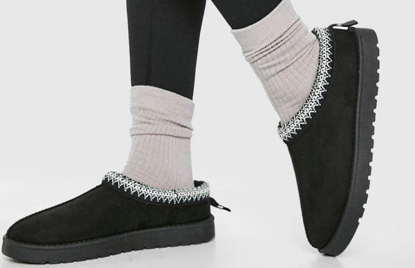 Tazmin Fur Lined Slippers In Black