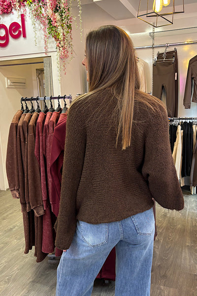 Daisy Bow Jumper In Chocolate