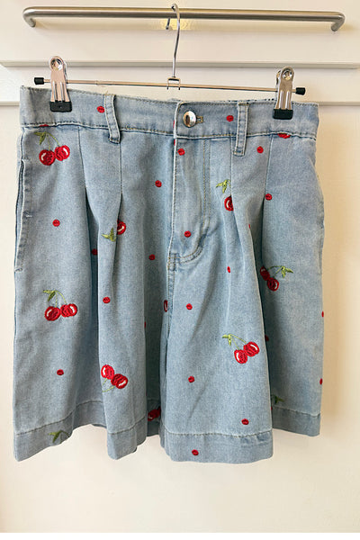 Denim Cherry 🍒 Shorts & Waistcoat Set