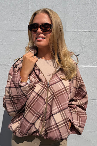 Emma Plaid Check Hooded Jacket