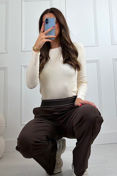Banded Waist Trousers In Chocolate