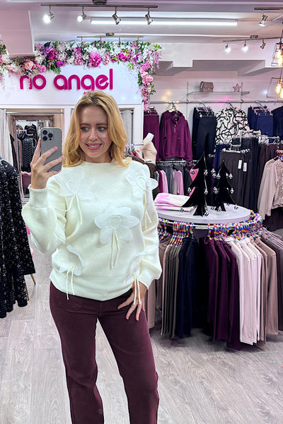 Florence Floral Appliqué Cream Jumper