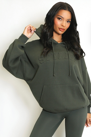 Khaki Stylist Slogan Oversized Hoodie