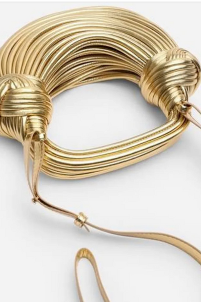 Betty Gold Metallic Curved Knotted Bag