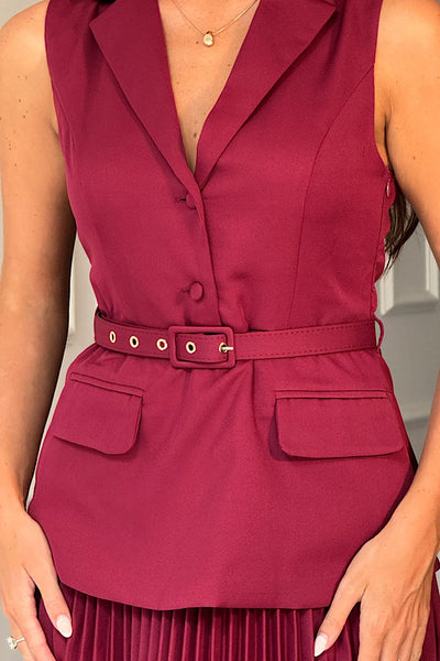 Agatha Pleated Skirt With Waistcoat Midi Dress