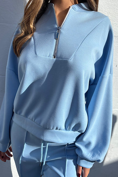 Amy 1/4 Zip Co-ord In Sky Blue