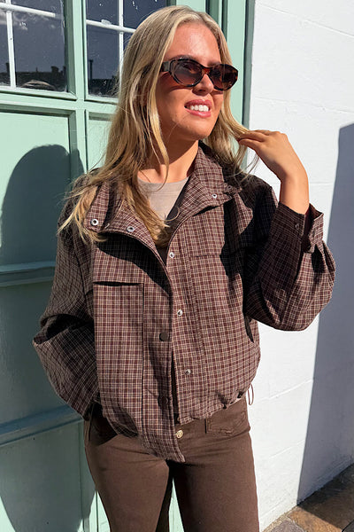 Nina Checked Jacket In Chocolate Brown