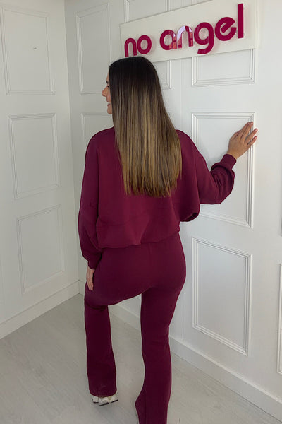 Chloe Bomber Jacket And Trouser Set In Wine