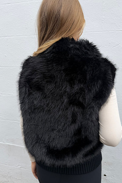 Aspen Faux Fur 2-In-1 Premium Jacket/Gilet In Black