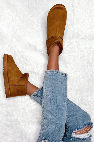 Elsa Chestnut Faux Suede Ultra Mini Ankle Boot