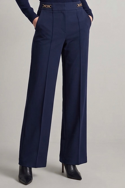 Bella Straight Leg Trousers With Gold Waist Detail (4 Colours)