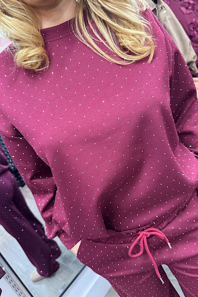 Noelle Diamanté Loungeset In Burgundy