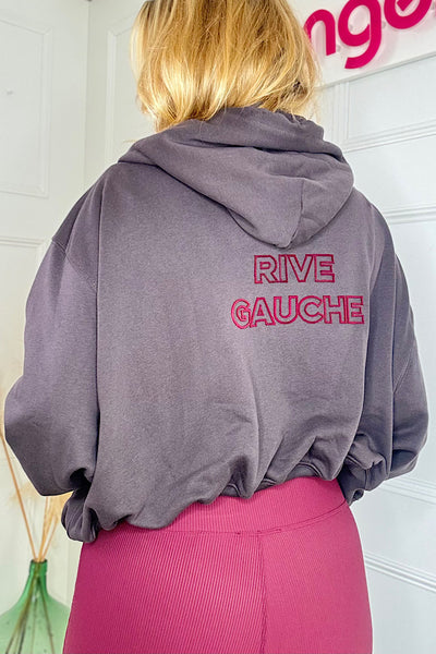 RIVE GAUCHE Oversized Zip Hoodie In Dark Grey