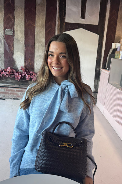 Faye Woven Bag In Dark Chocolate