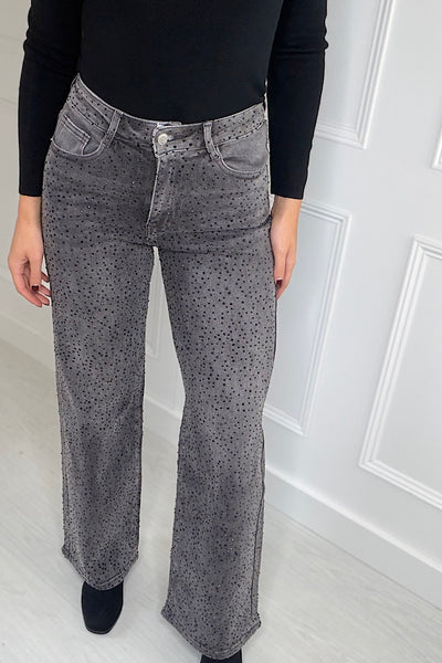 Cassie Diamanté Jeans In Washed Black