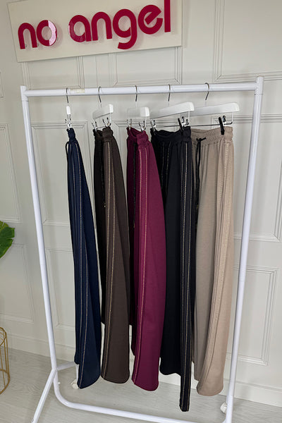 Straight Leg Joggers With Gold Stripe (5 colours)