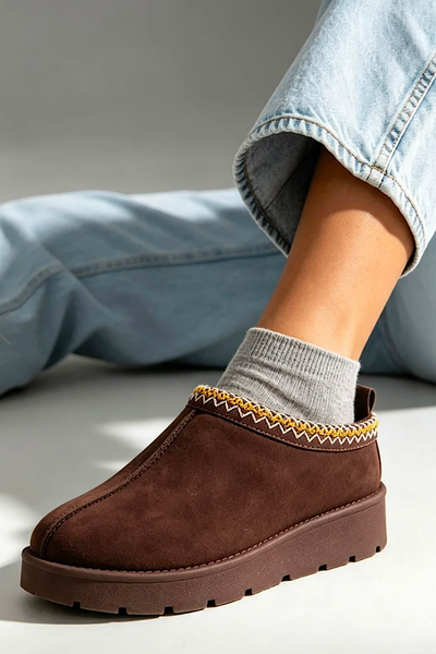 Tazmin Fur Lined Slippers In Chocolate