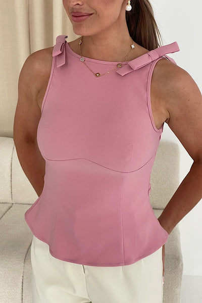 Andrea Bow Shoulder Top In Pink