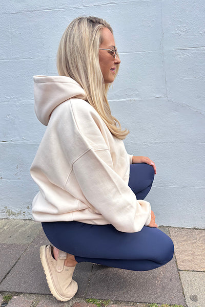 Iconic Hoodie In Cream And Navy