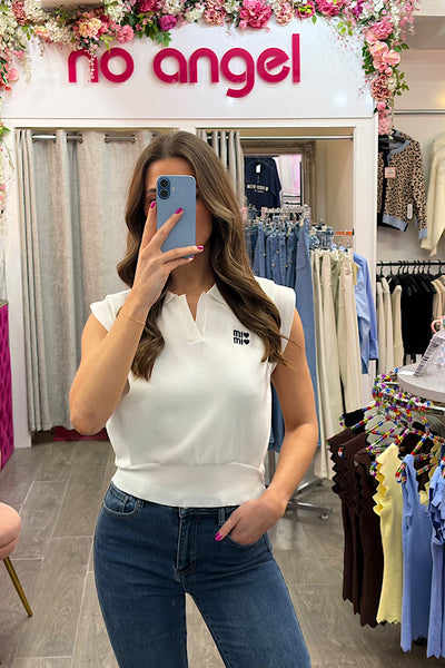 Mi🤍 Mi🤍 Short Sleeve Polo Top