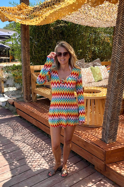 Isla Rainbow Zigzag Kaftan Dress