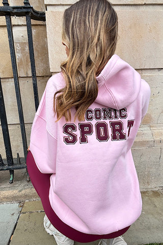 Iconic Hoodie In Pink & Burgundy
