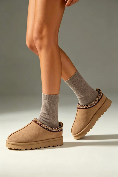 Tazmin Fur Lined Slippers In Taupe
