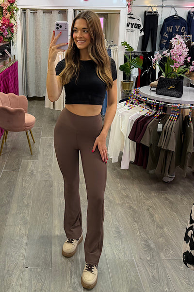 Ribbed Flares In Chocolate