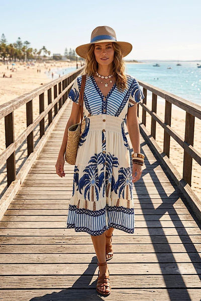 Freya Palm Tree Printed Dress (4 Colours)