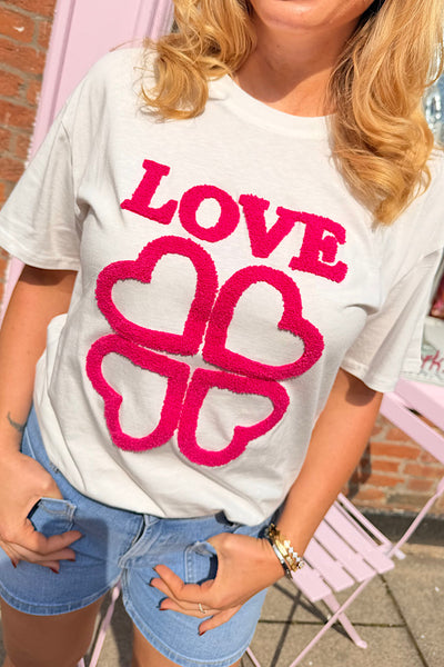 L🩷VE Heart Graphic White T-Shirt