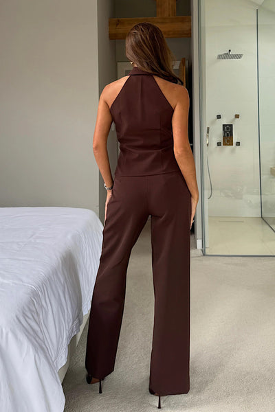 Jo Tailored Chocolate Brown Trouser