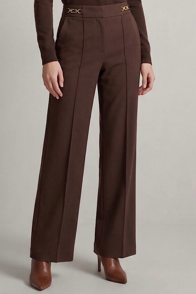 Bella Straight Leg Trousers With Gold Waist Detail (4 Colours)