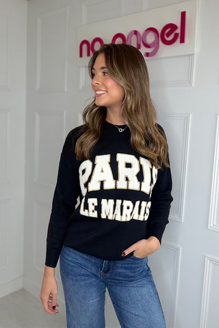 Black Paris Le Marais Knitted Jumper