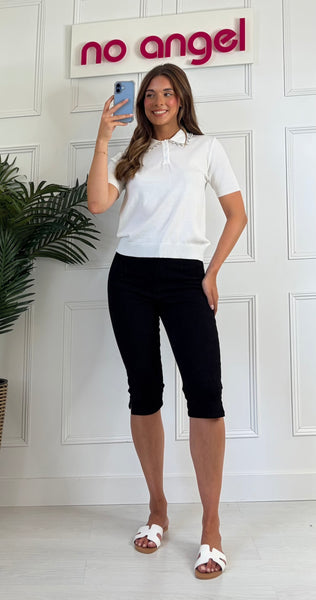 Diamanté Collar Knit In White