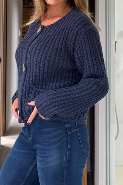 Kelbie Chunky Knit Cardigan Navy