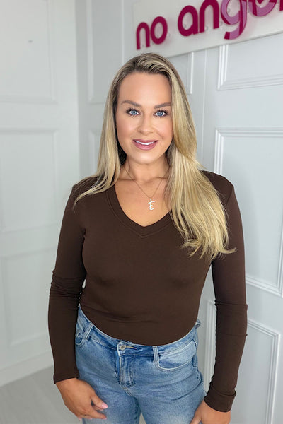 Amy V-Neck Fleeced Lined Top (8 colours)