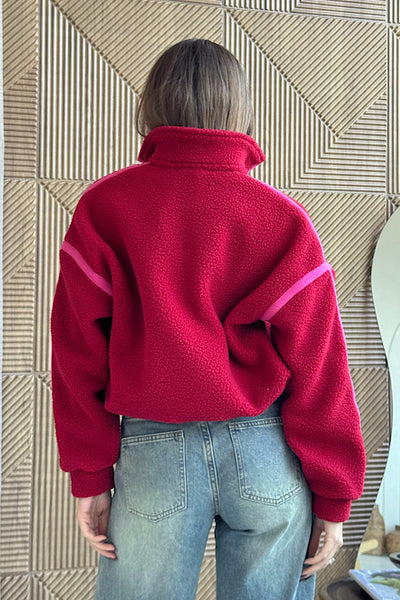 Lulu 1/4 Zip Fleece In Red