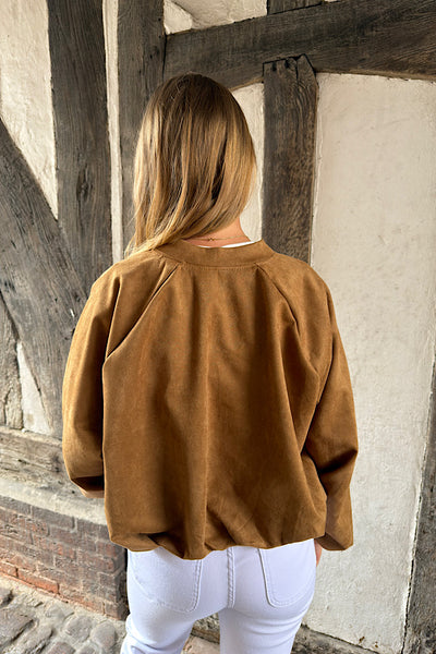 Nancy Suedette Jacket In Tan