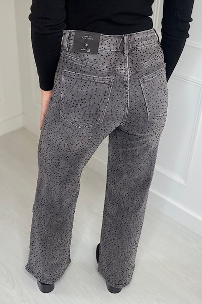 Cassie Diamanté Jeans In Washed Black