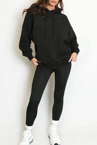 Black Stylist Slogan Oversized Hoodie