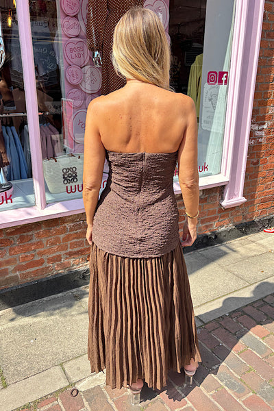 Chiffon Pleated Bandeau Maxi Dress