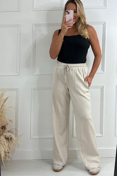 Cream Straight Leg Joggers