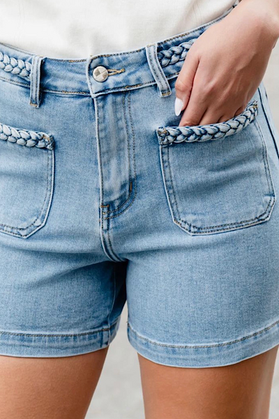 Chloe Denim Shorts With Plait Detail