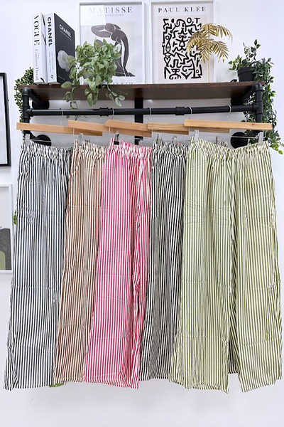 Stripe Wide Leg Trousers ( 5 Colours )