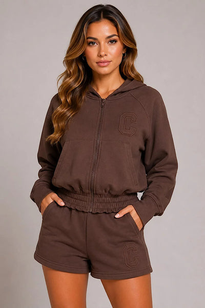Chloe Chocolate Hoodie And Short Co-ord