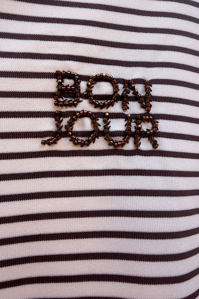 Bonjour Striped Vest In Brown